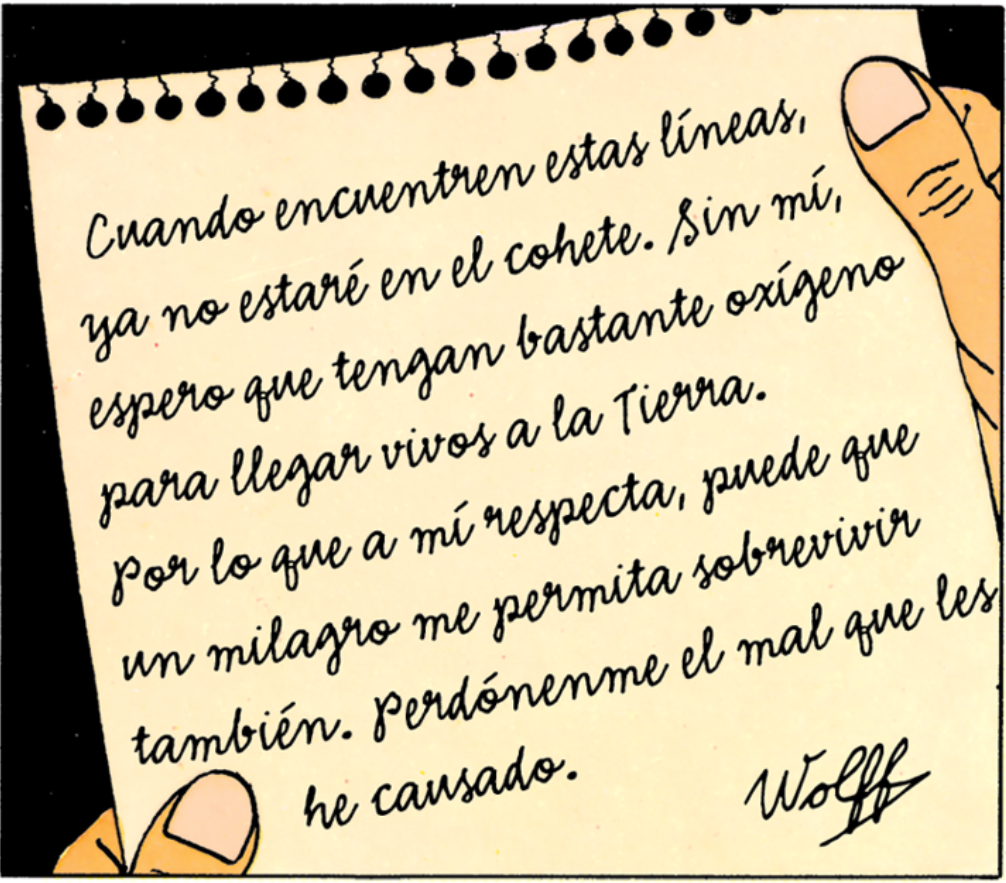 Lettre d'adieu de Wolff dans On a marché sur la Lune